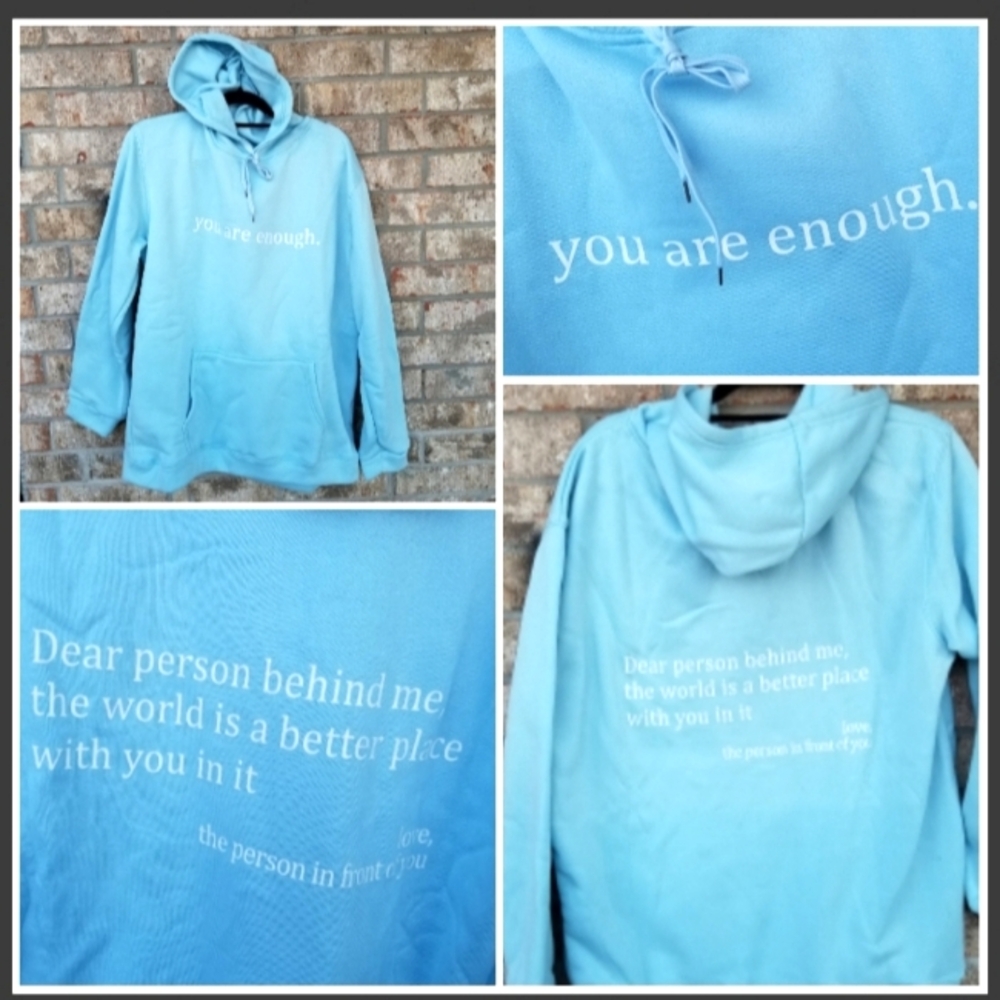 You Are Enough Light Blue Hoodie Sweatshirt